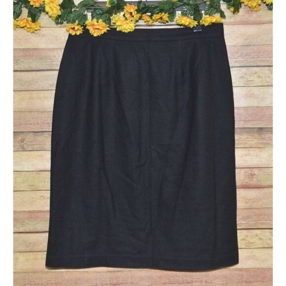 Vintage Prophesy Womens Black Wool Midi Pencil Skirt Size 20W Career Academia - Picture 1 of 9